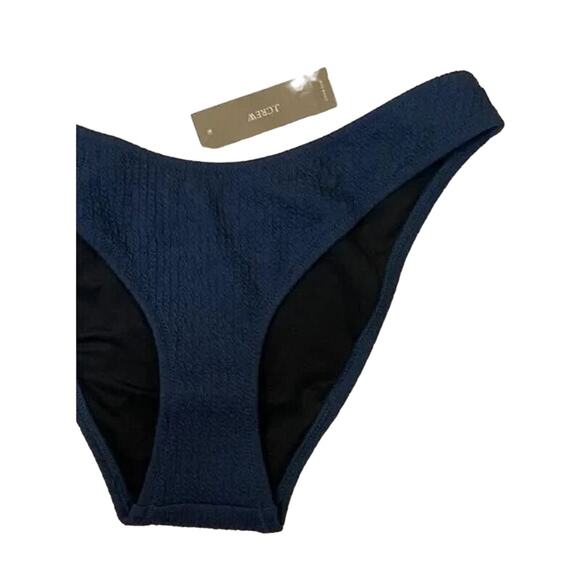 NWT J.Crew Textured Curved Waist Cheeky Bikini Bottom High Cut Leg S Navy Blue - Picture 3 of 15